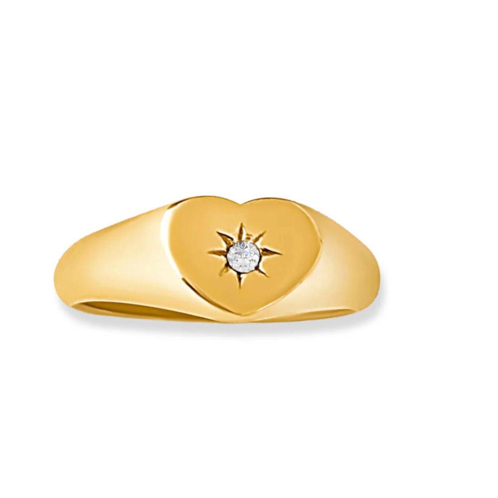NEW ELLIE VAIL women's vesper heart signet ring in gold